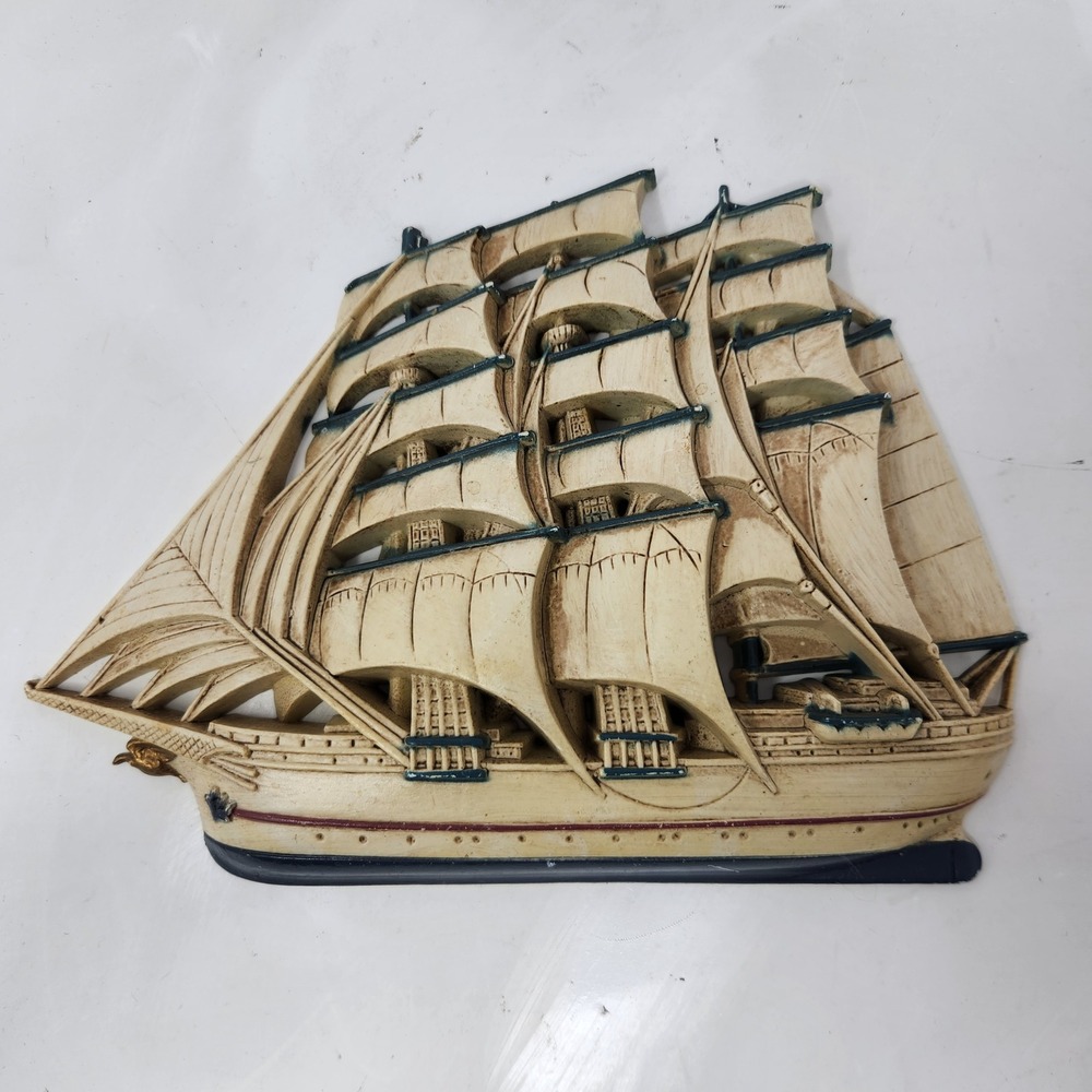 Vintage Burwood Products Nautical Sailing Ship Wall Hanging Home Interiors
